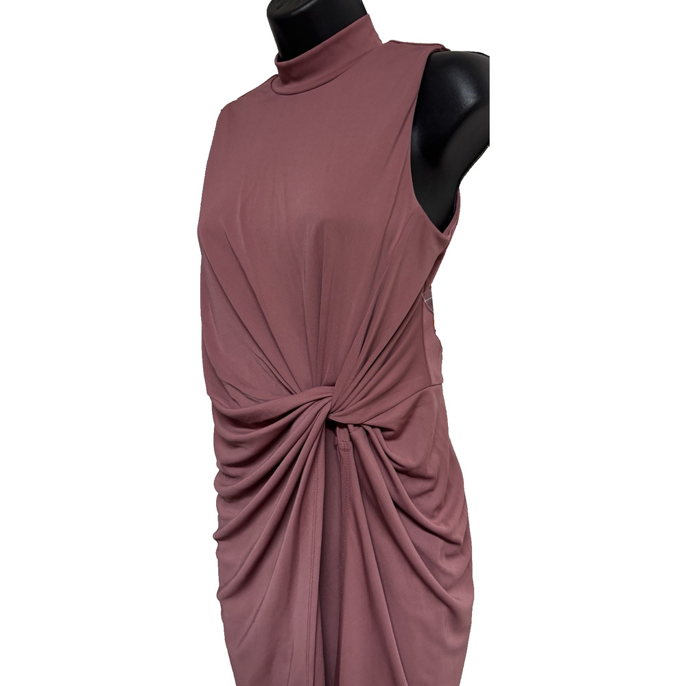 Bar III Womens Ruched Side Sheath Dress Mauve Sleeveless Mock Neck Medium New - Picture 3 of 9